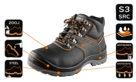 Cizme din piele S3 SRC, vârf de oțel, inserție antiperforare din oțel [7]