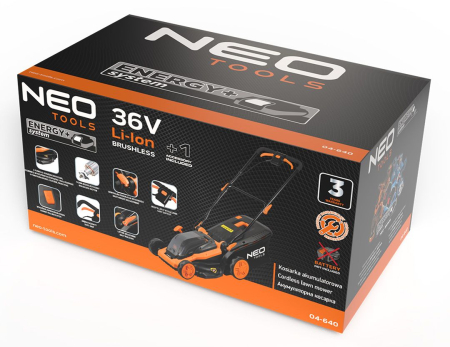 Masina de tuns iarba cu acumulatori, E+, 36V, cos 45L, fara acumulator 04-640 NEO [2]