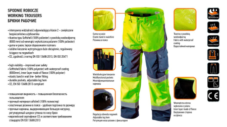 Pantaloni de lucru cu vizibilitate ridicata, softshell, galben [11]