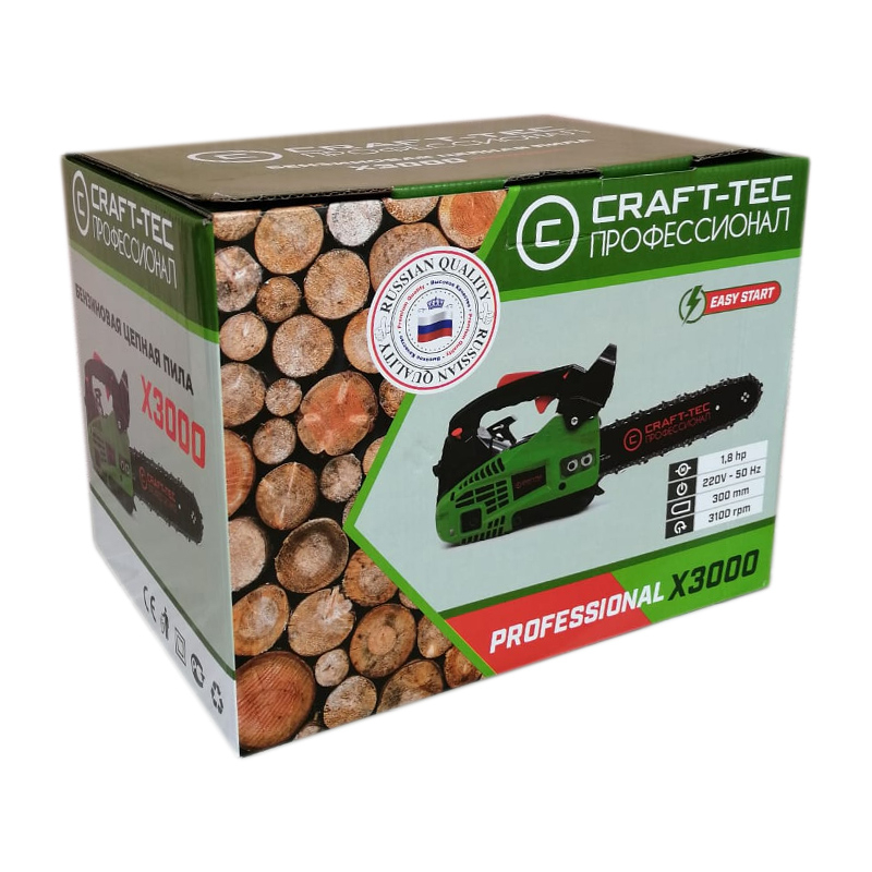 Drujbă de Construcții Craft-Tec X3000, 1.8CP, Lamă 30cm, Ultra Ușoară, Ideală pentru Acoperișuri și Dulgherie [3]