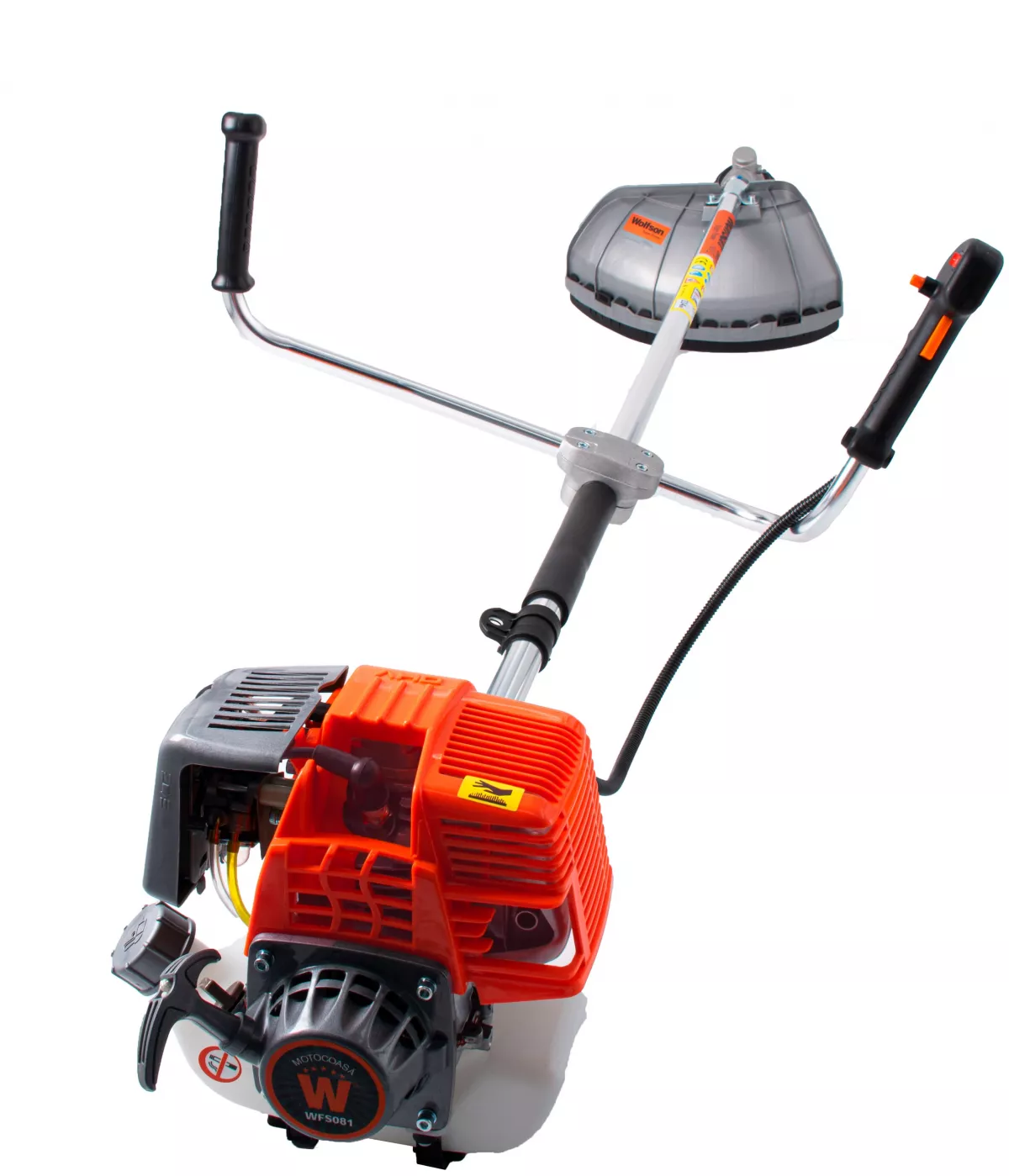 Motocoasă pe Benzină Wolfson WFS081, Motor 4 Timpi, 31CC, 1.1CP, Ham Inclus, Disc 3T și Mosor cu Fir [2]