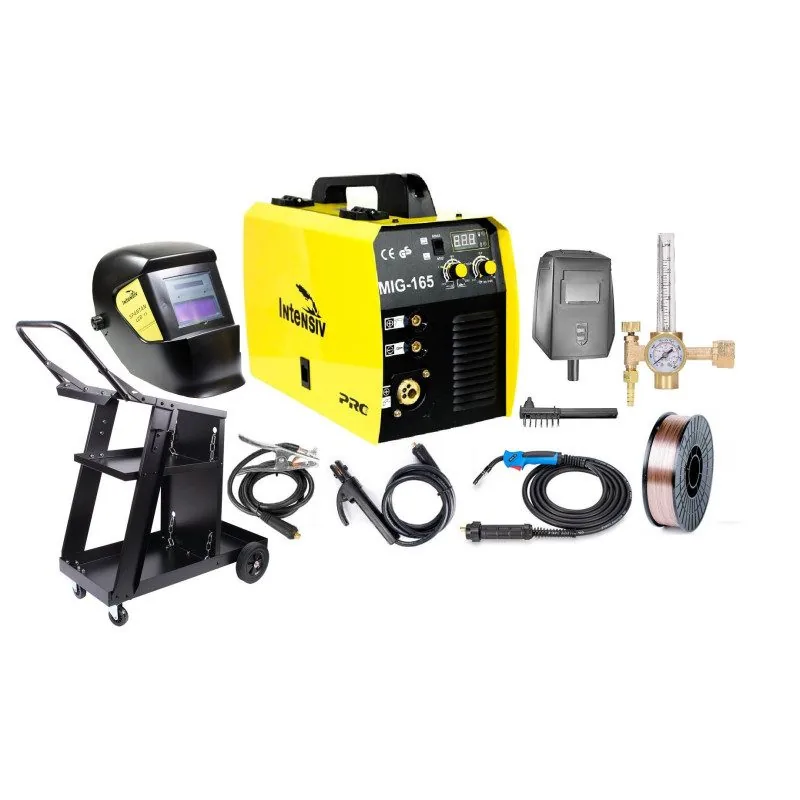 Aparat de sudura - Pachet Complet Sudură Intensiv MIG/MMA 165, 160A, Mască SPARTAN 11, Reductor, Sârmă 5Kg și Cărucior Transport
