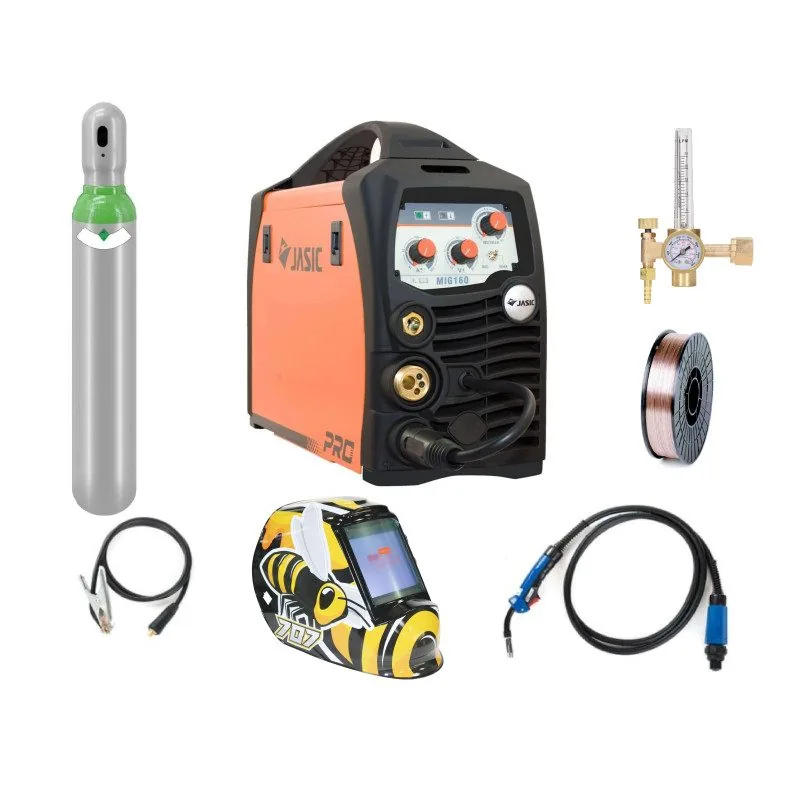 Aparat de sudura - Pachet Complet Sudură JASIC MIG 160 N219, MIG/MAG și MMA, 160A, Butelie Corgon 8L Plina, Sârmă 5Kg, Mască Automată