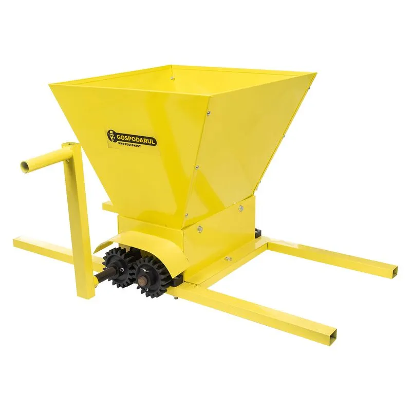 Mori Electrice și Batoze pentru Cereale - Zdrobitor Manual pentru Struguri Gospodarul Profesionist PMP0044.3, Cuvă 20L, 350-500Kg/h, Role din Poliamidă Alimentară