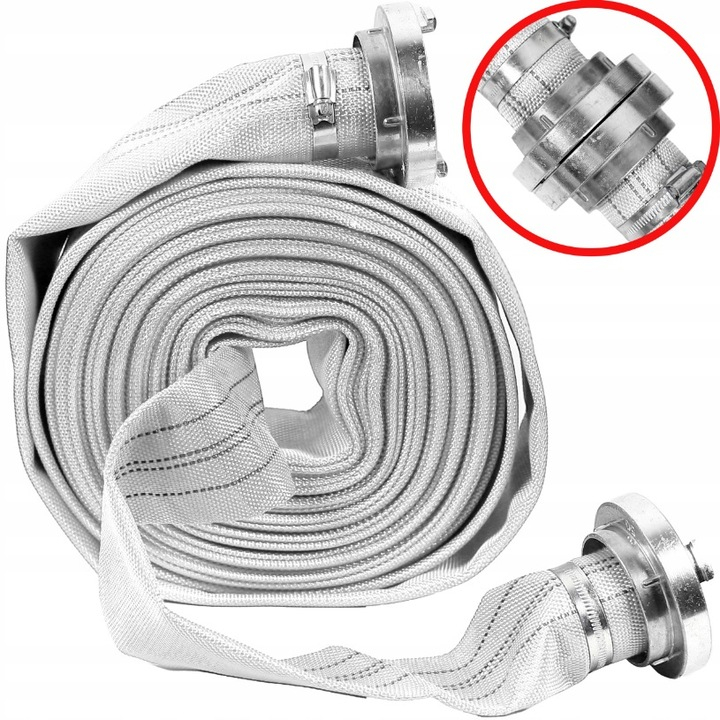 Furtun apa pompieri 2 toli 20m, furtun refulare incendiu cu cuple metalice, presiune ridicata (WPH20X2) [3]