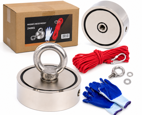 Produse - Magnet neodim pescuit 240 kg cu franghie 20 m (MN240KG)