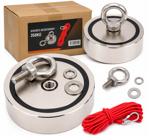 Produse - Magnet neodim pescuit 350 kg cu franghie 20 m (MN350KG)