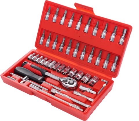 Produse - Set scule si chei tubulare 46 piese 1/4 inch CrV cu clichet 72T si biti (SSC46)