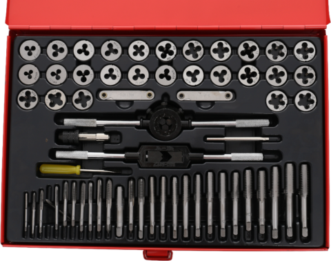 Set tarozi si filiere 60 piese metrice UNC UNF NPT cu valiza metalica pentru filete (STF60) [1]