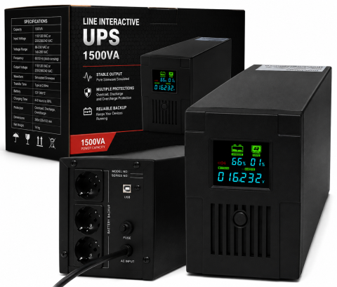 Produse - UPS sursa de alimentare neintreruptibila 1500VA 900W cu afisaj LCD (UPS1500LCD)