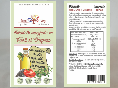 Rontaieli cu Stil - Saratele Integrale cu Rosii si Oregano 150G - Pomul Vietii