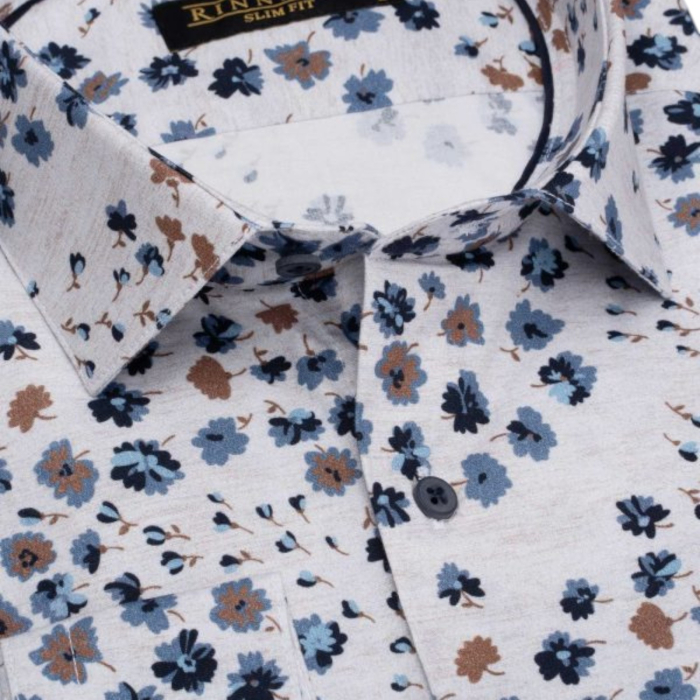 Cămașă Rinnaldi albă cu print smart casual din bumbac [2]