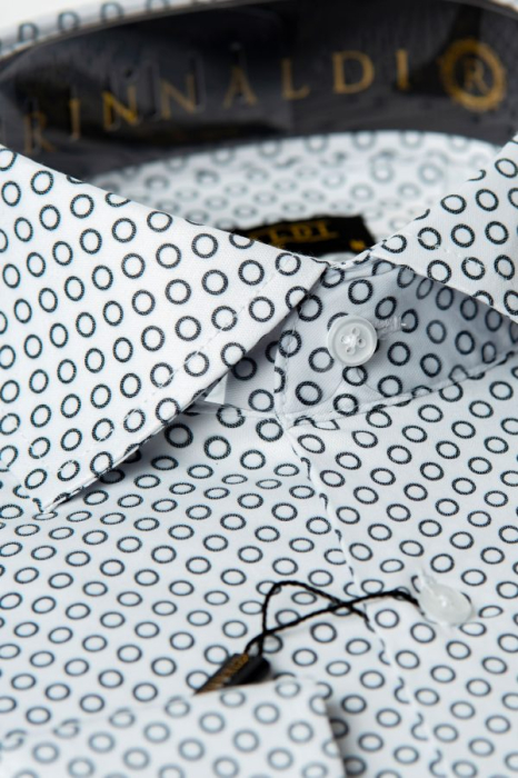 Cămașă Rinnaldi albă cu print smart casual din bumbac [3]