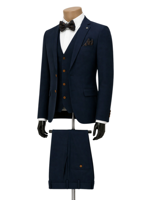Costum elegant Bleumarin slim fit pentru bărbați [2]