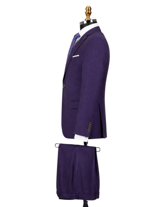 Costum elegant mov slim fit pentru bărbați [3]