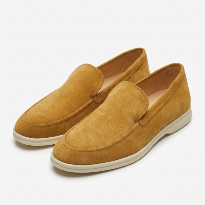 Pantofi casual bărbați din piele întoarsă naturală – Loafers premium bej [2]