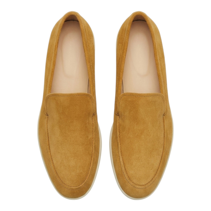 Pantofi casual bărbați din piele întoarsă naturală – Loafers premium bej [4]