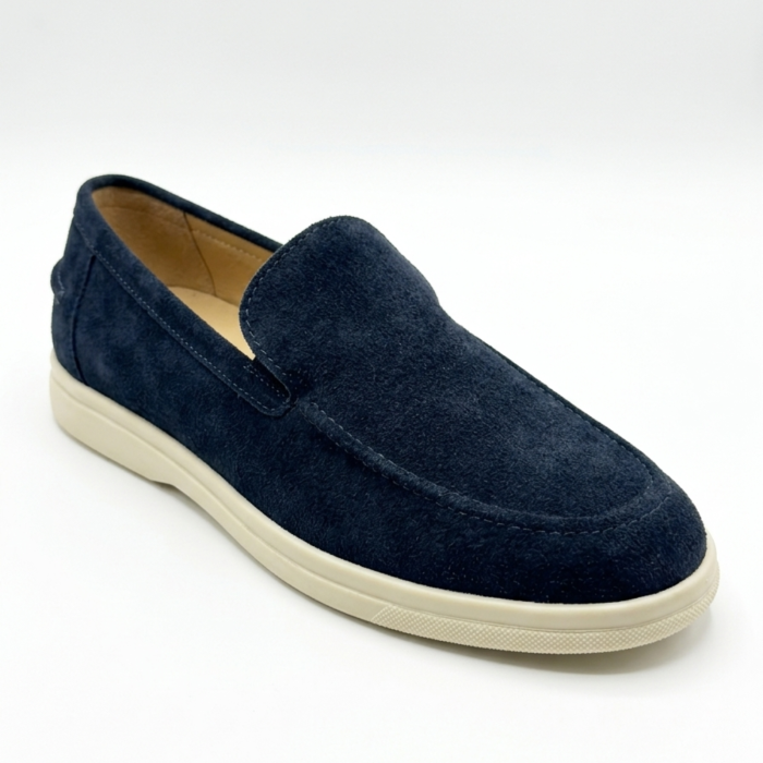 Pantofi casual bărbați din piele întoarsă naturală – Loafers premium Navy [2]