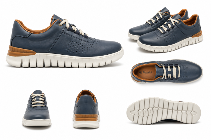 Sneakers Bărbați Bleumarin din Piele Naturală – Model Smart Casual Premium [3]