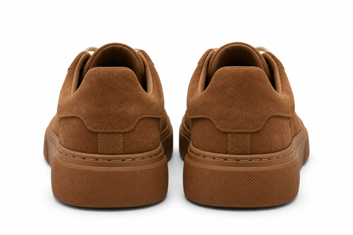 Sneakers barbati capucino piele intoarsa sireturi bej talpa maro [4]
