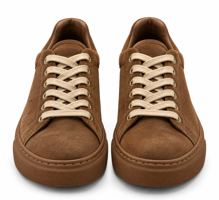 Sneakers barbati capucino piele intoarsa sireturi bej talpa maro [2]