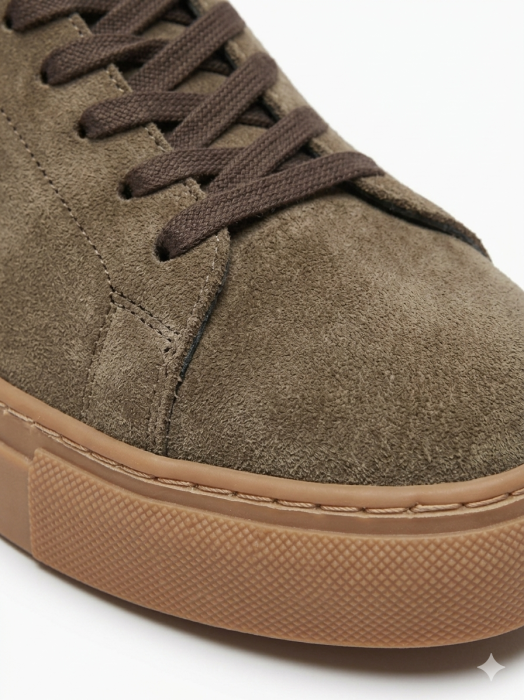 Sneakers Bărbați Minimalist Low-Top din Piele Întoarsă - Taupe Suede [4]