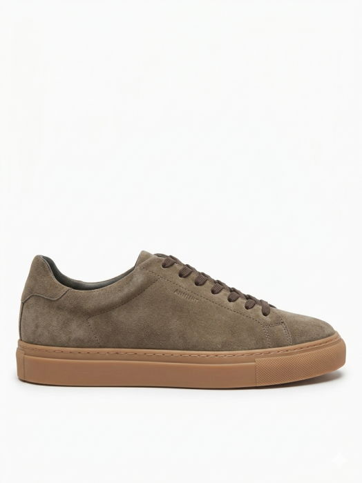 Sneakers Bărbați Minimalist Low-Top din Piele Întoarsă - Taupe Suede [3]