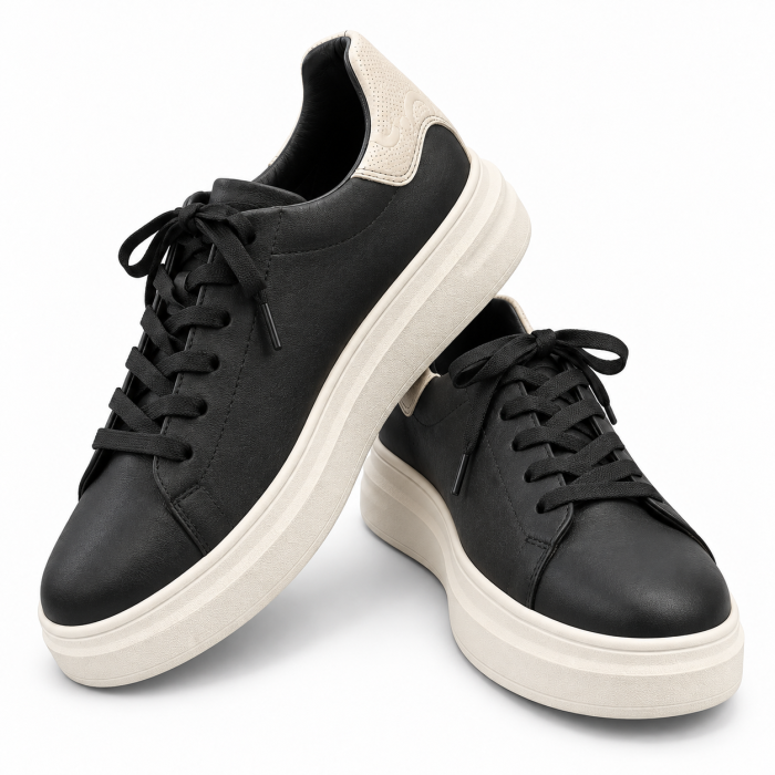 Sneakers Bărbați Urban Contrast din Piele Negru Alb [2]
