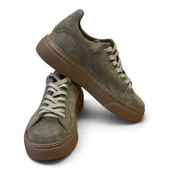 Sneakers Barbati Urban Suede Olive Piele Intoarsa Kaki [4]
