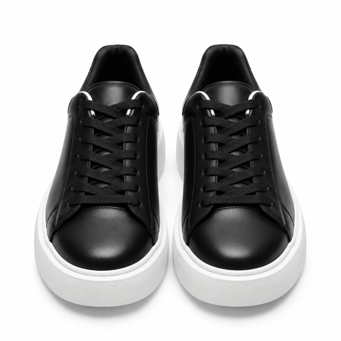 Sneakers Casual Negri Minimal – Piele Naturala si Talpa Alba [2]