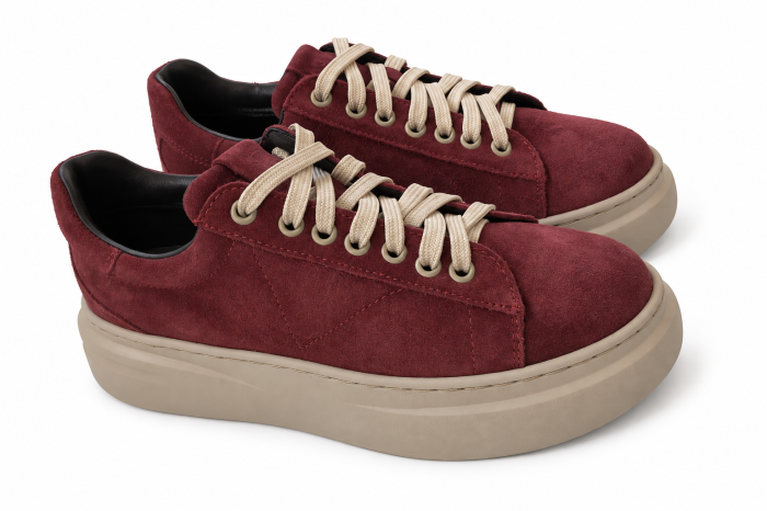 Sneakers Damă Siena Burgundy din Piele Întoarsă [4]