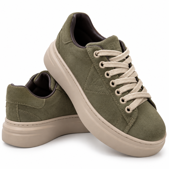 Sneakers Damă Siena Olive din Piele Naturală Întoarsă [5]