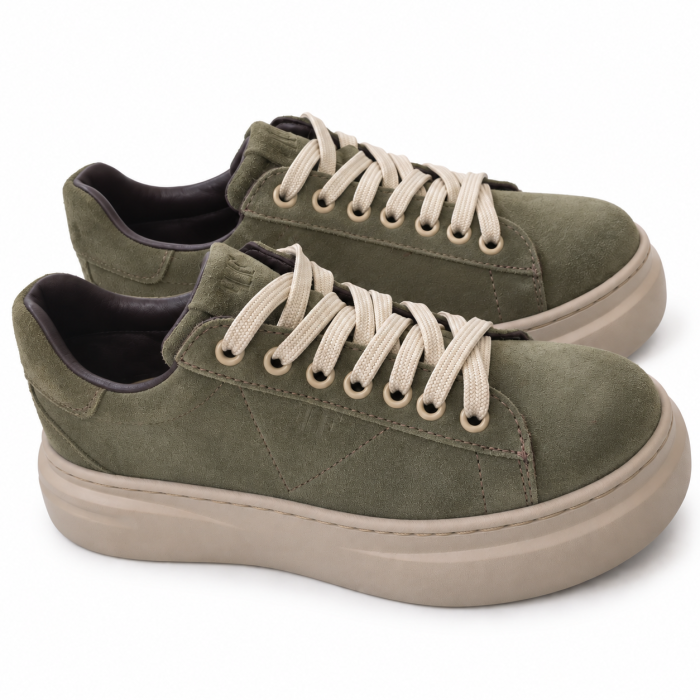 Sneakers Damă Siena Olive din Piele Naturală Întoarsă [2]
