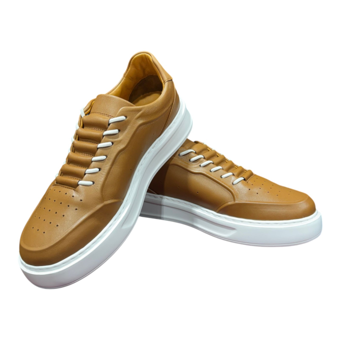 Sneakers Gri piele naturală pentru bărbați cu talpă albă - Copie [2]