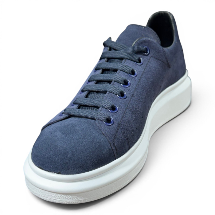 Sneakers Khalifa Bărbați Piele Întoarsă Bleumarin talpă albă [2]