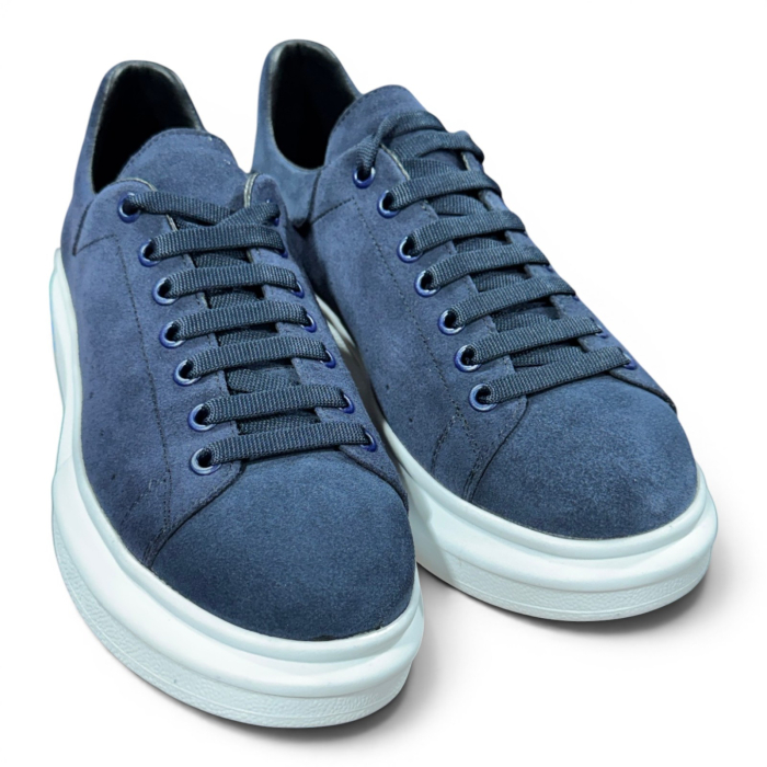 Sneakers Khalifa Bărbați Piele Întoarsă Bleumarin talpă albă [3]