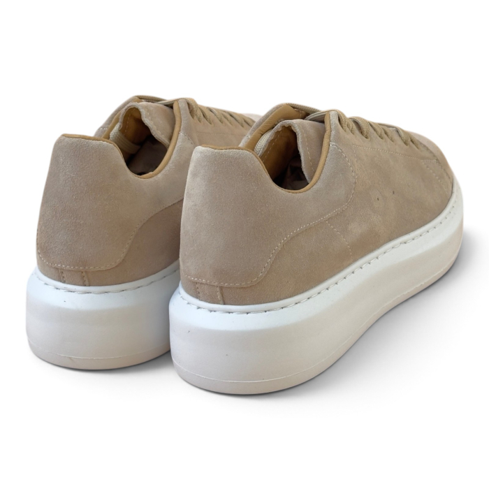 Sneakers Bărbați Khalifa Crem din Piele Întoarsă cu Talpă Albă [6]