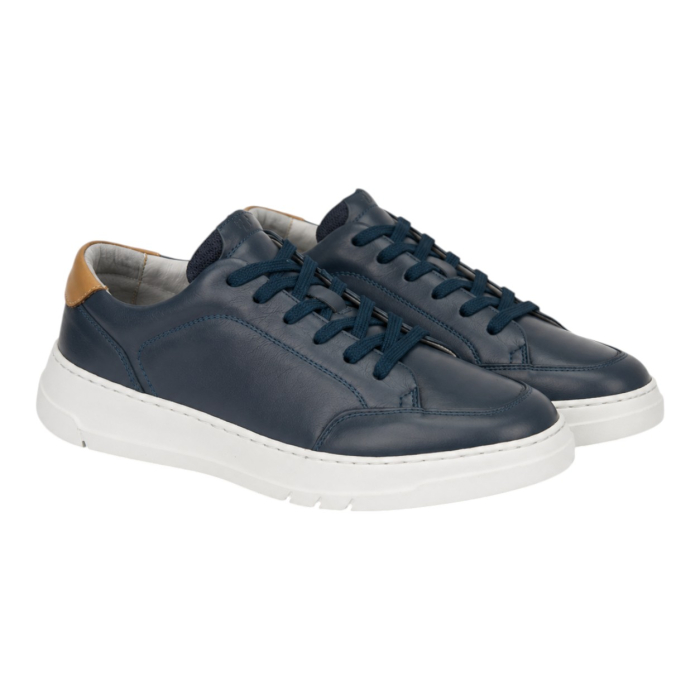 Sneakers navy premium pentru bărbați cu talpă albă [2]
