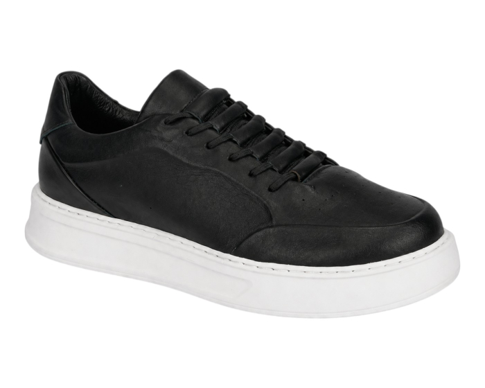 Sneakers Negru premium pentru bărbați cu talpă albă [3]