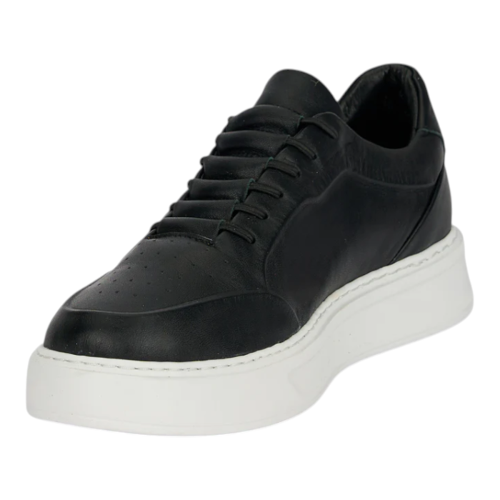 Sneakers Negru premium pentru bărbați cu talpă albă [5]