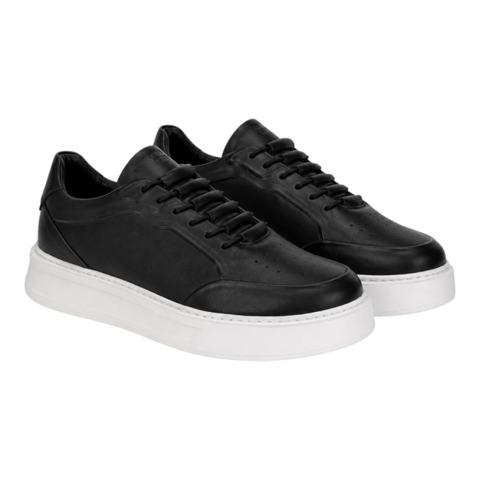 Sneakers Negru premium pentru bărbați cu talpă albă [2]