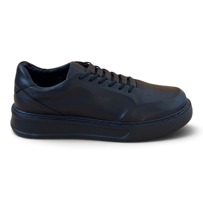 Sneakers Negru premium pentru barbati cu talpa neagra [4]