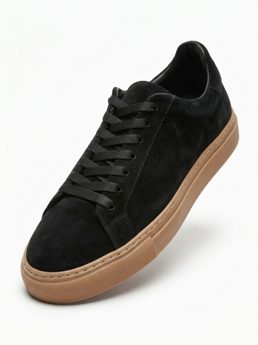 Sneakers Urban Bărbați Piele Întoarsă Neagră - Gum Sole Edition [3]