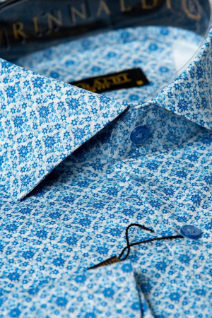 Cămașă Rinnaldi albă cu print smart casual din bumbac [2]