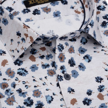 Cămașă Rinnaldi albă cu print smart casual din bumbac [1]
