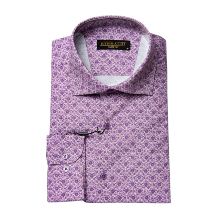 Camasi - Cămașă Rinnaldi albă cu print smart casual din bumbac