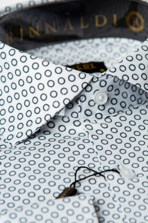 Cămașă Rinnaldi albă cu print smart casual din bumbac [2]