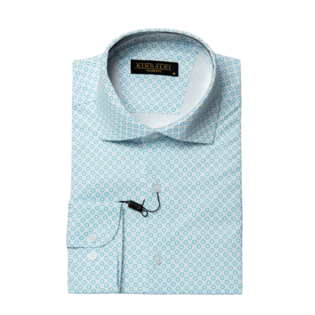 Camasi - Cămașă Rinnaldi albă cu print smart casual din bumbac