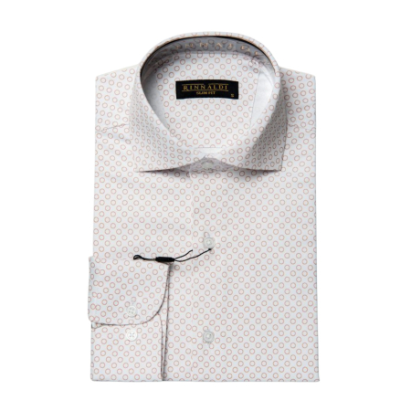 Camasi - Cămașă Rinnaldi albă cu print smart casual din bumbac