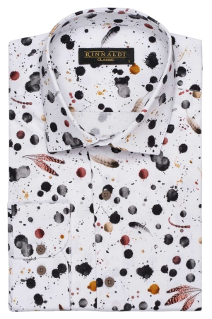 Camasi - Camasa Rinnaldi Albă Smart Casual Print